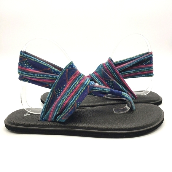 Sanuk Women US 10 multicolor yoga sling 2 sandals tribal print 1020239 stretch - Picture 3 of 9